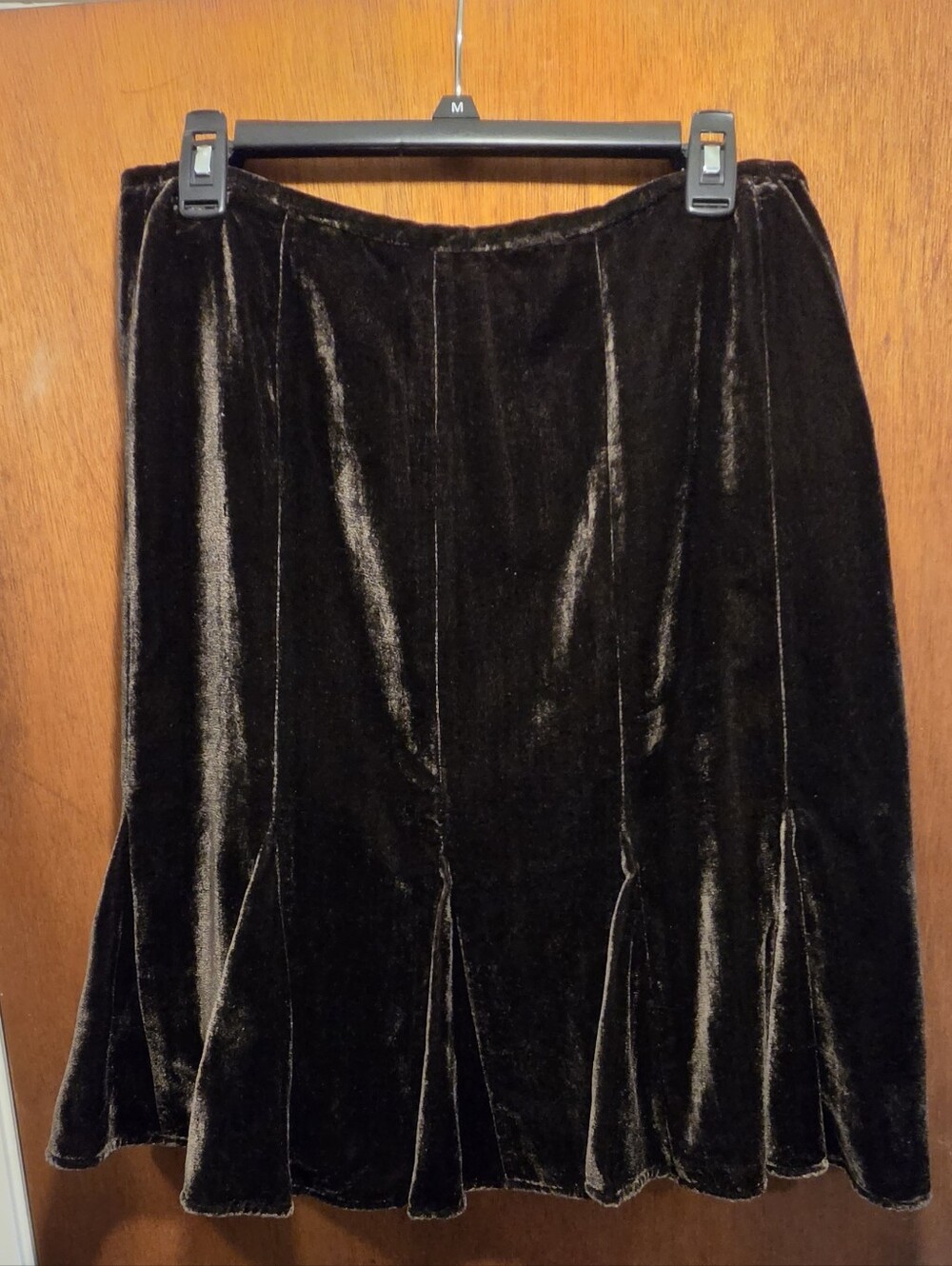 Jones Wear Brown Velvet Flounce Skirt Sz12 - Picture 3 of 7
